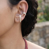 Silver Minimal Ear Cuff, Single Open Hoop Earring, Chunky Curved Jewelry no piercing non pierced huggie, conch ear cuff earring