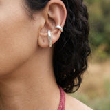 Silver Minimal Ear Cuff, Single Open Hoop Earring, Chunky Curved Jewelry no piercing non pierced huggie, conch ear cuff earring