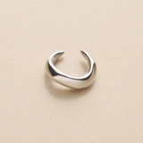 Silver Minimal Ear Cuff, Single Open Hoop Earring, Chunky Curved Jewelry no piercing non pierced huggie, conch ear cuff earring