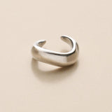 Silver Minimal Ear Cuff, Single Open Hoop Earring, Chunky Curved Jewelry no piercing non pierced huggie, conch ear cuff earring