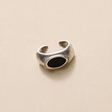 Silver Enamel Ear Cuff, Black Brown Turquoise, Single Open Hoop Earring, Chunky Curved Jewelry no piercing huggie, conch ear cuff earring