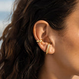 Gold Minimal Ear Cuff, Single Open Hoop Earring, Chunky Curved Jewelry no piercing non pierced huggie, conch ear cuff earring