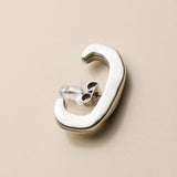 Silver Organic Single Ear Cuff, Second Piercing Earring, Chunky Minimal Stud