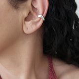 Silver Organic Single Ear Cuff, Second Piercing Earring, Chunky Minimal Stud
