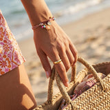 Colourful Summer Charm Bracelet, Adjustable Cord Bracelet, Turtle Fish Shell Beach Bracelet