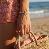 Colourful Summer Charm Bracelet, Adjustable Cord Bracelet, Turtle Fish Shell Beach Bracelet