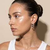 Silver Organic Drop Earrings, Titanium Pin Statement Earrings, Sculptural Jewelry silver plated oval chunky large hoops, bold organic hoops