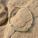 Gold Beaded Evil Eye Necklace
