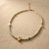 Gold Beaded Evil Eye Necklace
