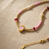 Gold Beaded Evil Eye Necklace