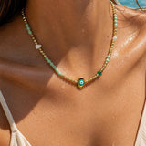 Gold Beaded Evil Eye Necklace