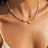 Gold Beaded Evil Eye Necklace