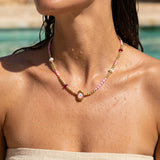 Gold Beaded Evil Eye Necklace