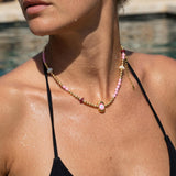 Gold Beaded Evil Eye Necklace