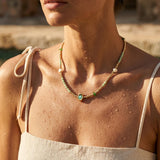 Gold Beaded Evil Eye Necklace
