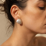 Silver Clam Shell Stud Earrings