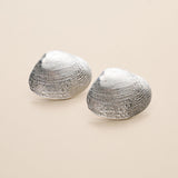 Silver Clam Shell Stud Earrings