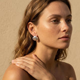Silver Clam Shell Stud Earrings