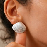 Silver Clam Shell Stud Earrings