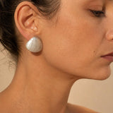 Silver Clam Shell Stud Earrings