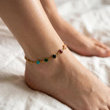 Gold Enamel Cross Anklet