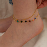 Gold Enamel Cross Anklet