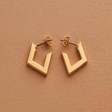 Gold Geometric Hoop Earrings, Gold Geometric Hoop Earrings, Open Studs With Titanium Pin