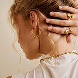 Gold Hammered Statement Ring, Adjustable Sculptural Open Ring Gold Geometric Ring, Bold Modern Ring for Women, Adjustable Gold Dome Ring