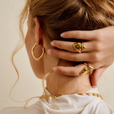 Gold Hammered Statement Ring, Adjustable Sculptural Open Ring Gold Geometric Ring, Bold Modern Ring for Women, Adjustable Gold Dome Ring