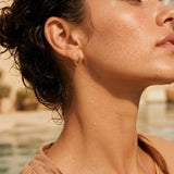 Gold Geometric Hoop Earrings, Gold Geometric Hoop Earrings, Open Studs With Titanium Pin
