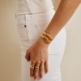 Gold Hammered Statement Ring, Adjustable Sculptural Open Ring Gold Geometric Ring, Bold Modern Ring for Women, Adjustable Gold Dome Ring