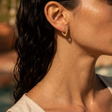 Gold Geometric Hoop Earrings, Gold Geometric Hoop Earrings, Open Studs With Titanium Pin