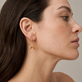 Gold Star Hoop Earrings, Big Open Star Studs With Titanium Pin