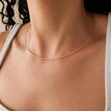 Gold Stainless Steel Collar Necklace, Diamond Cut Minimal Chain, Rigid Choker