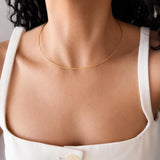 Gold Stainless Steel Collar Necklace, Diamond Cut Minimal Chain, Rigid Choker