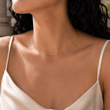 Gold Stainless Steel Collar Necklace, Diamond Cut Minimal Chain, Rigid Choker