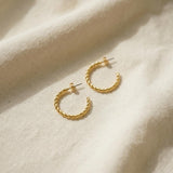 Gold Twisted Rope Hoop Earrings, Braided Hoop Earrings, Thin Gold Hoops