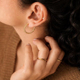 Gold Twisted Rope Hoop Earrings, Braided Hoop Earrings, Thin Gold Hoops