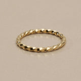 Thin Gold Band, Golden Stainless Steel Ring, Twisted Or Wavy Band, Size 7