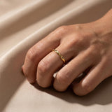 Thin Gold Band, Golden Stainless Steel Ring, Twisted Or Wavy Band, Size 7