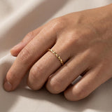 Thin Gold Band, Golden Stainless Steel Ring, Twisted Or Wavy Band, Size 7