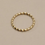 Thin Gold Band, Golden Stainless Steel Ring, Twisted Or Wavy Band, Size 7