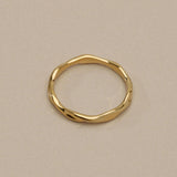 Thin Gold Band, Golden Stainless Steel Ring, Twisted Or Wavy Band, Size 7