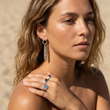 Silver Ethnic Statement Earrings, Triangle Eye Or Engraved Stick Design