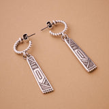 Silver Ethnic Statement Earrings, Triangle Eye Or Engraved Stick Design