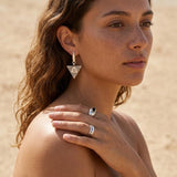 Silver Ethnic Statement Earrings, Triangle Eye Or Engraved Stick Design