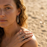 Silver Ethnic Statement Earrings, Triangle Eye Or Engraved Stick Design