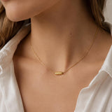 Gold Meander Necklace, Stainless Steel Chain, Greek Key Bead Pendant