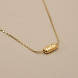 Gold Meander Necklace, Stainless Steel Chain, Greek Key Bead Pendant