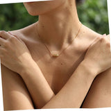Gold Meander Necklace, Stainless Steel Chain, Greek Key Bead Pendant